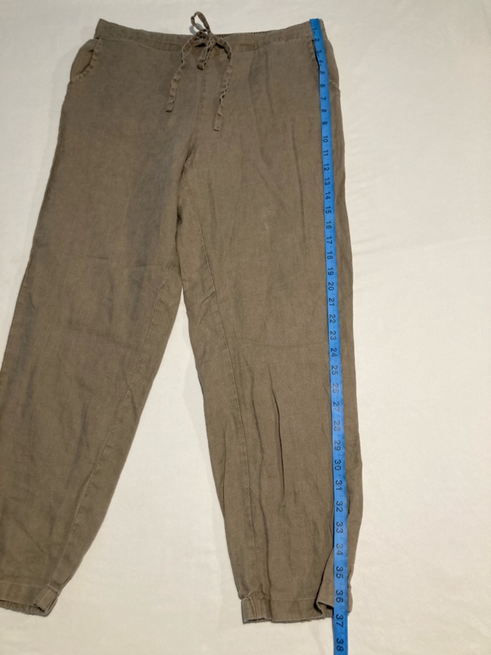 100% Linen Drawstring Pants Size Large (R38) - Picture 6 of 11